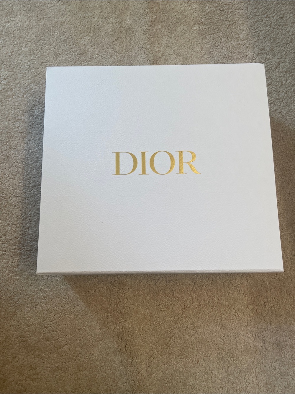 Dior White and Gold Logo storage or gifting box.